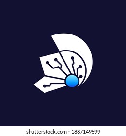 tech spartan logo, spartan helmet template in flat white and blue color style