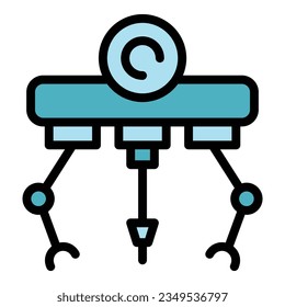 Tech spider icon outline vector. Future mascot. Cute toy color flat
