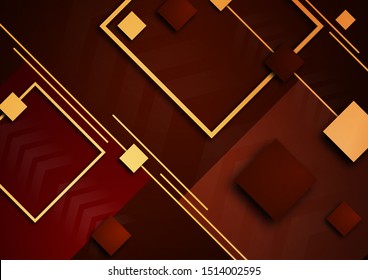 Tech squares, arrows and lines. Bright abstract background. Corporate design. Vector illustration
