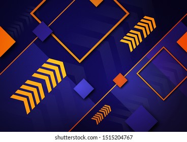 Tech squares, arrows and lines. Bright abstract background. Corporate design. Vector illustration