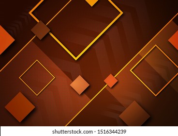 Tech squares, arrows and lines. Bright abstract background. Corporate design. Vector illustration