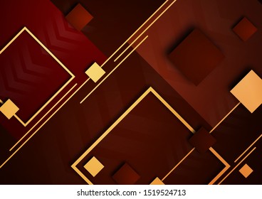Tech squares, arrows and lines. Bright abstract background. Corporate design. Vector illustration