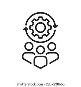 tech staff icon like technical committee or leadership. concept of easy or hard crm optimize. outline group or crowd of people and manager logotype graphic stroke design illustration isolated on white - Shutterstock ID 2207238665