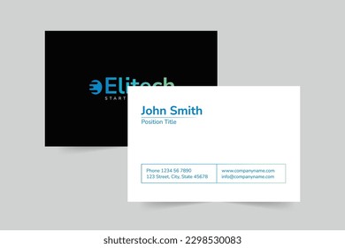 Tech Startup business card template. A clean, modern, and high-quality design business card vector design. Editable and customize template business card