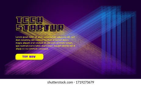 tech startup landing page abstract background disco style web design concept vector