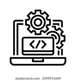 Tech Startup Line Icon, Outline Symbol for Technology Innovation, Business Disruption, Digital Entrepreneurship, and Software Development. Vector Sign Icon
