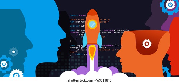 tech start-up technology programming launch rocket