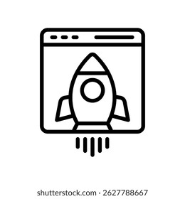 Tech Startup Vector Lineal Icon On White Background.