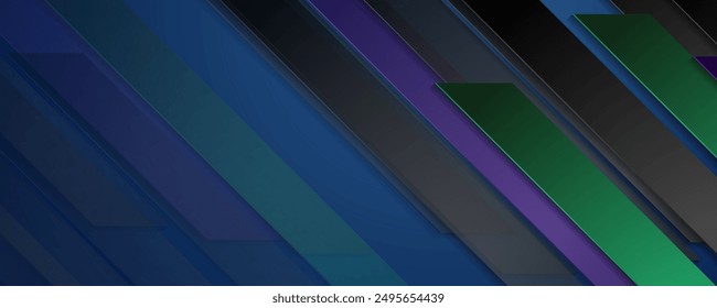 Tech stripes geometric minimal abstract glossy background. Vector banner design