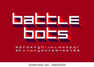 Tech style font design, alphabet letters and numbers vector illustration