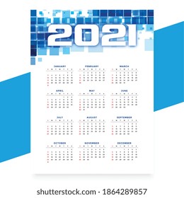 tech style new year 2021 calendar design template