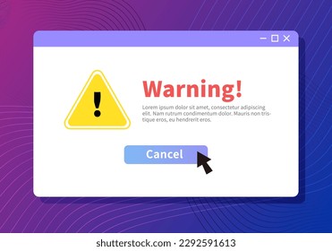 Tech style purple background with alert, dangerous computer window