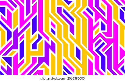 Tech style seamless linear pattern vector, circuit board lines endless background wallpaper image, colorful geometric design techno micro picture.