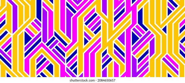 Tech style seamless linear pattern vector, circuit board lines endless background wallpaper image, colorful geometric design techno micro picture.