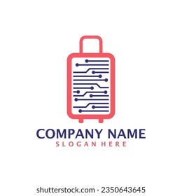 Tech Suitcase logo design vector. Suitcase logo design template concept