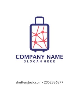 Tech Suitcase logo design vector. Suitcase logo design template concept