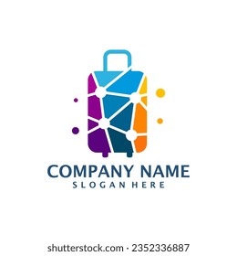 Tech Suitcase logo design vector. Suitcase logo design template concept