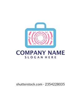 Tech Suitcase logo design vector. Suitcase logo design template concept