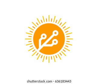 Tech Sun Icon Logo Design Element
