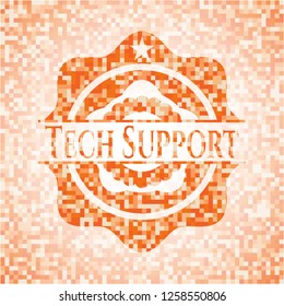 Tech Support abstract orange mosaic emblem with background