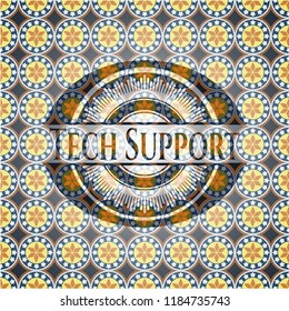 Tech Support arabic badge. Arabesque decoration.