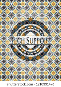 Tech Support arabic badge. Arabesque decoration.