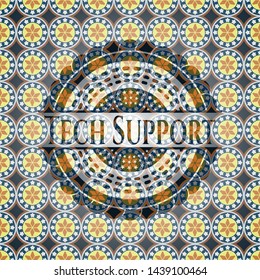 Tech Support arabic emblem background. Arabesque decoration.
