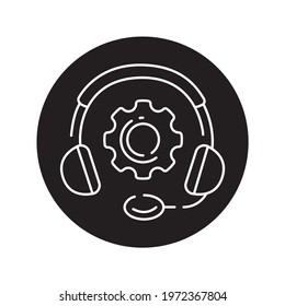 Tech support black glyph icon. Pictogram for web page, mobile app, promo. UI UX GUI design element. Editable stroke.