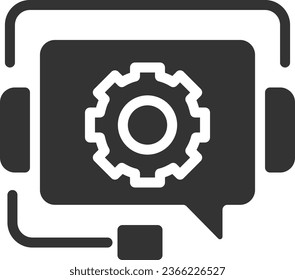 Tech unterstützt das Symbol für schwarze Glyphe. Informationsdienst für Kunden. Call Center beantwortet Fragen. Silhouette-Symbol auf weißem Raum. Festes Piktogramm. Vektorgrafik einzeln
