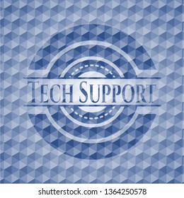 Tech Support blue badge with geometric background.