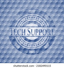 Tech Support blue badge with geometric pattern. Vector Illustration. Detailed. 