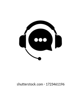 Tech support, call center or gear with headphones icon on an isolated white background. EPS 10 vector