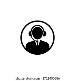 Tech support, call center or man with headphones icon on an isolated white background. EPS 10 vector.