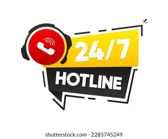 Tech Support Chat. Support service for user consultation. Customer Support flat banner. Call center 24 7. Hotline support service. Vector illustration.