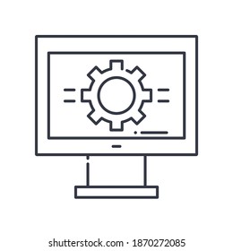 Tech support concept icon, linear isolated illustration, thin line vector, web design sign, outline concept symbol with editable stroke on white background.