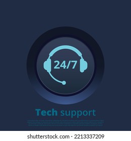 Tech support. Customer support service ui button with flat icon