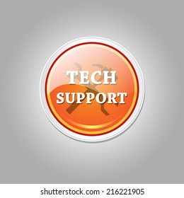 Tech Support Glossy Shiny Circular Vector Button