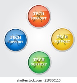 Tech Support Glossy Shiny Circular Vector Button