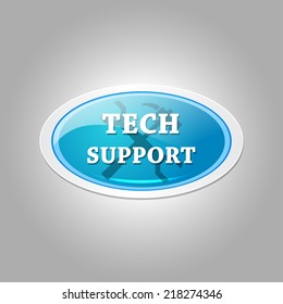 Tech Support Glossy Shiny Elliptical Vector Button