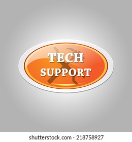 Tech Support Glossy Shiny Elliptical Vector Button