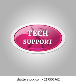 Tech Support Glossy Shiny Elliptical Vector Button Icon Set