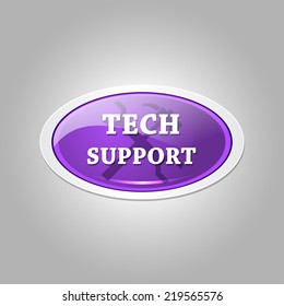 Tech Support Glossy Shiny Elliptical Vector Button Icon Set