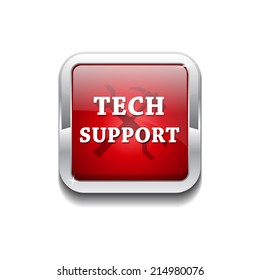 Tech Support Glossy Shiny Rounded Rectangular Vector Button