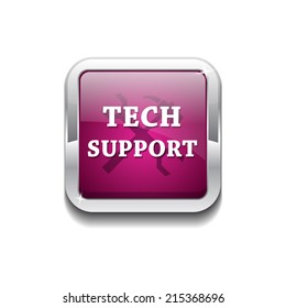 Tech Support Glossy Shiny Rounded Rectangular Vector Button