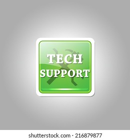 Tech Support Glossy Shiny Rounded Rectangular Vector Button