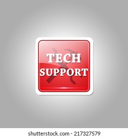 Tech Support Glossy Shiny Square Vector Button