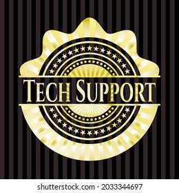 Tech Support Gold-Button oder Emblem. Vektorgrafik. Detaillierte Angaben. 