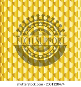 Insignia de oro de Tech Support. Patrón de escalas. Ilustración vectorial. Detallado. 