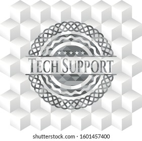 Tech Support grey emblem with geometric cube white background