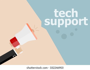 tech support, . Hand holding a megaphone. Vector illustration a flat style